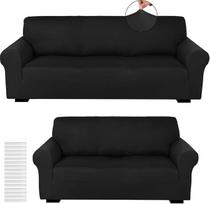 "Peryiter Couch Slipcovers Set Spandex baldų dangteliai sofai Loveseat Couch Armchair Shape Fit Stretchy Wrinkle-Resistant Furniture Protector" (juoda, pieno šilkas)