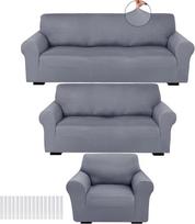 "Peryiter Slipcover Set for Couch Milk Silk Spandex Furniture Covers for Sofa Loveseat Couch Armchair Shape Fit Stretchy Wrinkle Resistant Furniture Protector" (šviesiai pilka)