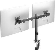 "Pholiten" monitoriaus laikiklis 13-27 colių LED LCD ekranui iki 10 kg, monitoriaus laikiklis 2 monitoriams, reguliuojamo aukščio, pasukamas, pakreipiamas, monitoriaus laikiklis stalui, maks. VESA 100 x 100 mm