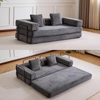 "PixelPilot" 195 cm sofa-lova, sulankstomas čiužinys su fiksuotu rėmu, patogus išskleidžiamas futonas, modulinė sofa-lova be spyruoklinio pagrindo, skirta svetainei