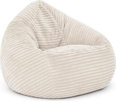 "PATCH HOME" "Cordino Drop Wide Cord Bean Bag" - grindų pupų maišas su EPS užpildu - patogus poilsio krėslas suaugusiesiems ir vaikams - 3 dydžiai - stilingas pupų maišas su užtrauktuku (kreminis, L)