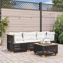 "Rantry" 3 vietų sodo sofa su juodomis rotango pagalvėlėmis, sodo sofa, sofa lova, svetainė, sofa, lauko sofos, svetainė, terasa, lauko baldai L