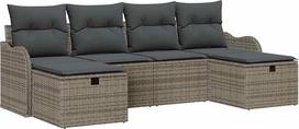 "Rantry" 6 dalių sodo-dėžės komplektas su kilimėliais Grau Poly Rattan, 2 dalių sodo-dėžės su staltiese ir kilimėliais Grau Poly Rattan Gartenlounge Modelis3360350