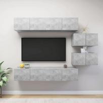 "Rantry" TV spintelė 6 vnt., pilka, betoninė, medžio drožlių plokštės TV spintelė, žema, skirta televizoriaus staliukui Svetainės TV stovas, skirtas svetainės baldams dekoruoti