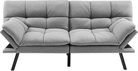 "RELAX4LIFE" sulankstoma sofa su miego funkcija, sulankstoma sofa-lova, sofa-lova su reguliuojamu atlošu ir porankiais, sofa-lova su 182 x 106,5 cm gulimuoju paviršiumi, sofa svetainei, svečių kambariui (pilka)