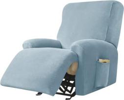 "Relax" kėdės dangtelis "Stretch Velvet Stretch" dangtelis "Recliner" kėdės dangteliui 4 dalių rinkinys Elastingas neslystantis dangtelis televizoriaus kėdei "Lounger" foteliui (spalva: dulkių mėlyna)