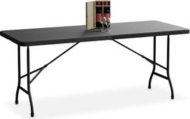 "Relaxdays" sulankstomas sodo stalas, 72 x 180 x 74 cm, plastikinis, plieninis, atsparus oro sąlygoms, 8 žmonėms, stovyklavimo stalas, juodas