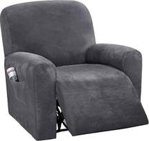 "Recliner Slipcovers" apmušalai "Recliner Cover" sofos apmušalas "Sofa Slipcover" 4 dalių baldų apsauga "Couch Rich Velvet Plush" forma tinka "Stretch" stilingam minkštam elastingam pagrindui (pilka)