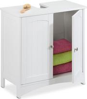 "Relaxdays" tualeto reikmenų spintelė su 2 durelėmis H 60 x Š 60 x D 31 cm MDF vonios kambario spintelė balta