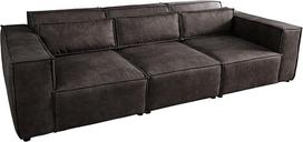 "Riess Ambiente Bossa Nova" dizaino 3-vietė sofa 260 cm Antikvarinė tamsiai pilka Mikropluošto komplekte yra pagalvėlė 3-vietė sofa XXL sofa Didelė sofa Visapusiškas užvalkalas