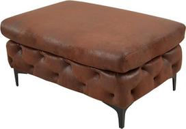 "Riess Ambiente Chesterfield" taburetė "Modern Baroque" - 92 cm - Antikvarinė ruda - Mikropluoštas metalas - Kojinė Dekoratyvinis dygsniavimas "Retro" su spyruokliniu paminkštinimu