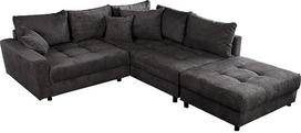 "Riess Ambiente Kent" Šiuolaikinė kampinė 220 cm tamsiai pilkos spalvos sofa, įskaitant taburetę Spyruoklinė šerdis Gyvenamasis kraštovaizdis Sofos-lovos komplektas