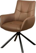 "Riess Ambiente" "Signature Swivel Design Chair" konjako spalvos natūralios odos 360° porankis su spyruokline šerdimi, juodas metalas, modernus