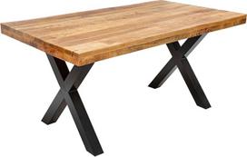 "Riess Ambiente" kietas valgomojo stalas "Iron Craft" 160 cm Mango mediena Pramoninis dizainas su X kojomis Konferencijų stalas