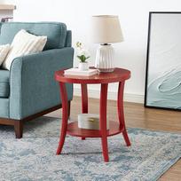 "Roundhill Furniture Perth" modernus apvalus šoninis staliukas su lentyna