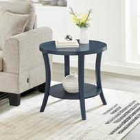 "Roundhill Furniture Perth" modernus apvalus šoninis staliukas su lentyna