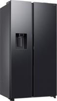 "Samsung RS80F64KEFEF" šaldytuvas-šaldiklis "Side-by-Side", AI šaldytuvas-šaldiklis, 178,4 cm, 640 l, ledo/vandens dozatorius su fiksuota vandens jungtimi, AI valdymas balsu ir energijos vartojimo režimas, juodas plienas