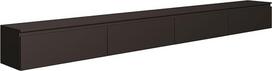 "Selsey TV Lowboard" pakabinama 300 cm juoda 4 skyriai su sulankstomais priedais Elegantiškas dizainas, skirtas moderniam gyvenamajam kambariui, 16 mm medžio drožlių plokštė, skirta elektronikai, idealiai tinka robotams dulkių siurbliams