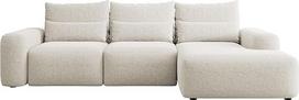 "Selsey" sofa kampinė sofa lova sofa su laikymo erdve miego funkcija lengva priežiūra su pagalvėle juosmens pagalvėlė L formos laisvai pastatoma dešinė šenilinė kreminė "Carnos