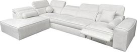 "Simone XI Mix" kampinė sofa su miego funkcija ir lovos dėže - XXL gyvenamasis kraštovaizdis su reguliuojamais galvos atlošais ir ištraukiamu kojų atramomis - moderni sofa - sofa - sofa - L formos - 347 x 216 cm - 26 (pasirinkti, kairė)