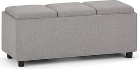 "Simpli Home" SIMPLIHOME "Avalon Ottoman Ottoman" stačiakampio formos 42 colių pločio pilkos spalvos lino apmušalas svetainei, prieškambariui ir šeimos kambariui