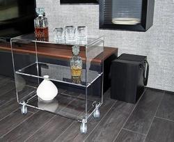 "Slato Cleo Maxi Display Cabinet" su ratukais Akrilo permatoma vitrina svetainei arba miegamajam 3 pakopų knygų spinta Svetainė Modernus dizainas Pagaminta Italijoje