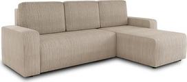 "Sofnet Roma" L formos kampinė sofa su miego funkcija ir lovos dėže, L formos sofa, minkšta sofa, sofa lova, sofos komplektas, universalus baldas (smėlio spalvos (Poso 100))