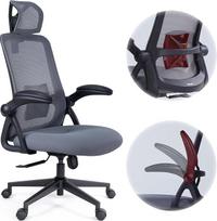 "Sostų karalystės" kapitono ergonominė biuro kėdė namams, tvirtas plieninis pagrindas, atlenkiami porankiai, reguliuojama juosmens atrama, orui laidus tinklelio atlošas, patogi sėdynės pagalvėlė, rašomojo stalo kėdė (pilka)