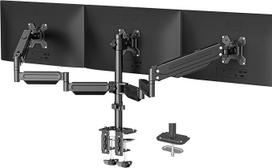 "Suptek" trijų monitorių stovas - 3 dujinių spyruoklių monitorių laikikliai trims nuo 17 iki 32 colių plokščiam / lenktam LCD ekranui su laikikliu Juodas MD8003