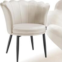 "tectake Cuddly Chair", modernus krėslas, kriauklė, svetainės kėdės, valgomojo kėdė, virtuvės kėdė, kokteilinė kėdė, miegamojo, svetainės, valgomojo kėdės - aksomas, kreminė/juoda