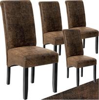 "TecTake" 4 dirbtinės odos valgomojo kėdžių su aukštais atlošais komplektas, ergonomiškas dizainas, 106 cm aukščio kietmedžio kojos, įvairios spalvos