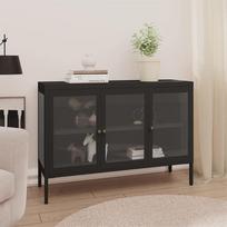 "Tidyard Sideboard" stalčių komoda Vitrina Knygų spinta Dokumentų spinta Biuro spinta Vitrina Knygų lentyna Daugiafunkcinės spintos Metalas ir stiklas Juoda 70 x 35 x 70 cm