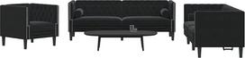 "Tidyard" 3 dalių "Chesterfield" sofos komplektas su minkštasuoliais Juodas aksomas Minkšta sofa Lounge Sofa gyvenamajam kambariui Įėjimas į biurą 3209286