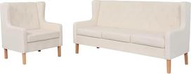 "Tidyard" 2 dalių sofos rinkinys Audinys Kreminė balta minkšta sofa Lounge sofa gyvenamajam kambariui Įėjimo erdvė Biuras 274929