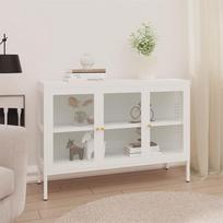 "Tidyard" stalčių komoda Vitrina Knygų spinta Dokumentų spinta Biuro spinta Vitrina Knygų lentyna Daugiafunkcinės spintos Metalas ir stiklas Balta 105 x 35 x 70 cm