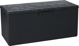 "Toomax" lauko sandėliavimo dėžė su sėdyne 340 litrų Medžio efekto medžio anglies pilkos spalvos matmenys 123,7 x 54,5 x 56,2 cm