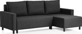"Traumnacht Avallon" kampinė L formos sofa-lova su miego funkcija ir daiktadėže, pagaminta pagal Vokietijos kokybės standartą, antracito spalvos, 136 x 224 x 80 cm