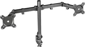 "Trust Gaming" GXT 1120 "Mara" monitoriaus stovas 2 monitoriams, reguliuojamas dviejų monitorių laikiklis, monitoriaus rankena iki 32 colių ekranams, iki 16 kg bendro svorio, VESA 75/100 - juodas