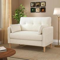 "Urhanherry" dvivietė sofa su nuimamais užvalkalais, moderni sofa su pagalvėlėmis ir šonine kišene, tinka biurui, svetainei, miegamajam, lengvai surenkama, 120 x 76,5 x 95,5 cm, smėlio spalvos | Su šonine kišene, nuimami užvalkalai, kvėpuojantis audinys,