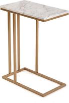 "Versa Padua" šoninis staliukas svetainei, miegamajam ar virtuvei Šiuolaikinis žemas staliukas, kurio matmenys 61 x 26 x 46 cm (V x D x Š) Mediena ir metalas Marmuras ir auksas