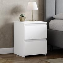 "Vida Designs Denver" didelis naktinis staliukas su 2 stalčiais Miegamojo daiktadėžė Modernus naktinis staliukas H48 x W39.5 x D39.5 cm (baltas)