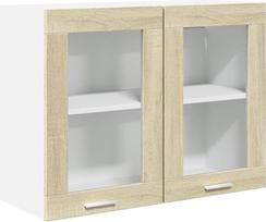 "vidaXL Lyon Sonoma" ąžuolo ąžuolinė pakabinama stiklinė spintelė, 80 x 31 x 60 cm, Medienos medžiaga, Sieninė spintelė, Įrengta virtuvė, Virtuvės baldai, Virtuvės baldai, Viršutinė spintelė, Virtuvės spintelė