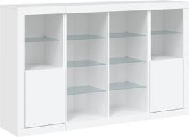 "vidaXL" staliukai su LED žibintais, 3 vnt., baltos spalvos, medžio kompozito