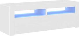 "vidaXL" televizoriaus spintelė su LED apšvietimu, žemoji lentynėlė, TV spintelė, staliukas, HiFi spintelė, TV baldų staliukas, lenta, balta, 120 x 35 x 40 cm