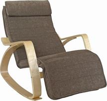 "WeHome Swing Amor" supamasis krėslas su mediniais porankiais, supamasis krėslas, supamasis krėslas su reguliuojama atrama kojoms, svetainės krėslas, miegamojo krėslas (audinys, ruda spalva)