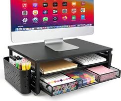 "WenYa" monitoriaus stovas, ergonomiškas stalo stovas su laikymo vieta, tvirtas metalinis kompiuterio stovas, kompiuterio ekrano stovas Pad, PS5, kompiuteriui, spausdintuvui