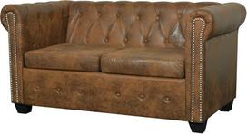 "Willood Chesterfield" sofa su 2 sėdimomis vietomis iš dirbtinės odos, ruda