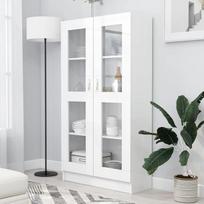 "Willood" vitrininė spinta Knygų spinta Kanceliarinė spinta Vitrina Knygų lentyna Sideboard Balta 82,5 x 30,5 x 150 cm Medienos medžiaga