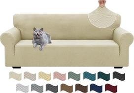 "Ystyle" tamprus sofos užvalkalas 3 sėdimoms vietoms, neslystantis sofos užvalkalas su porankiu, elastingas sofos užvalkalas "Jacquard", universalus sofos užvalkalas, modernus sofos apsauginis užvalkalas šunims ir katėms, skirtas svetainei, šviesiai smėli