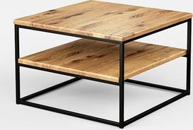 1 originalus "BestLoft® Boston" šoninis staliukas "Industrial Design Loft" (laukinis ąžuolas + juodas rėmas + dviguba plokštė)